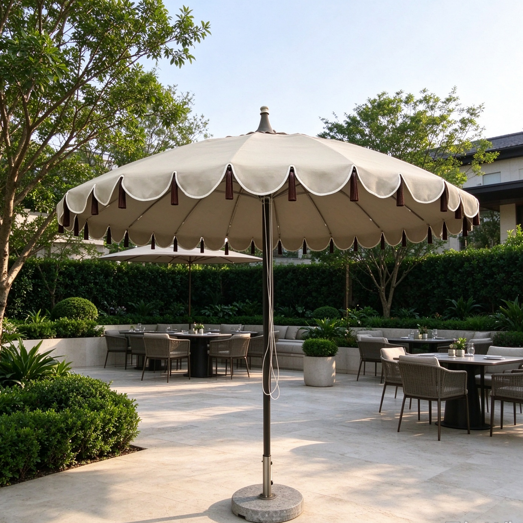 Aluminum Hub Valance Fiber Center Pole Umbrella