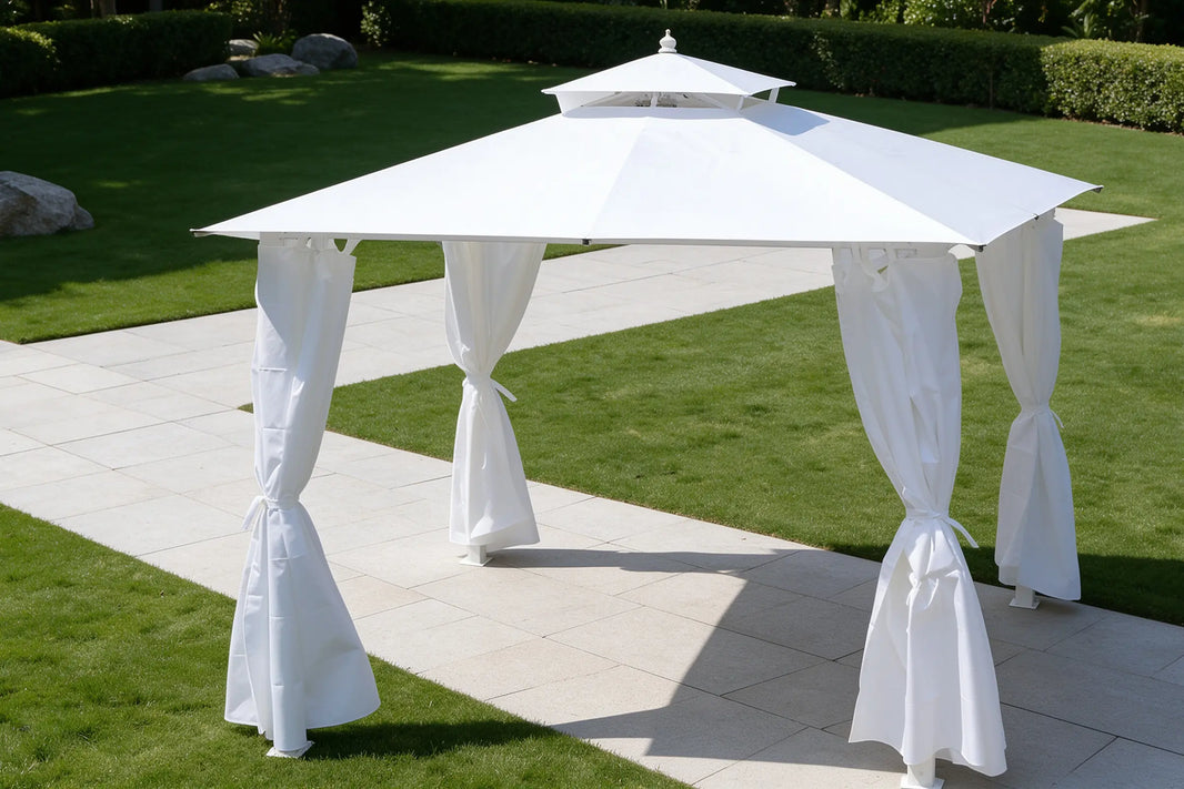 Modern Metal Straw Gazebo with Waterproof Roof