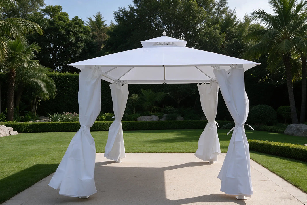 Modern Metal Straw Gazebo with Waterproof Roof