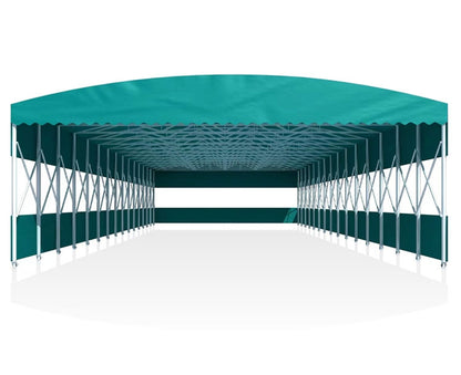 Foldable sliding awning
