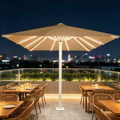 Starry Sky Umbrella In Khaki With LED Light