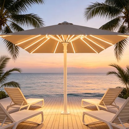 Starry Sky Umbrella In Khaki With LED Light
