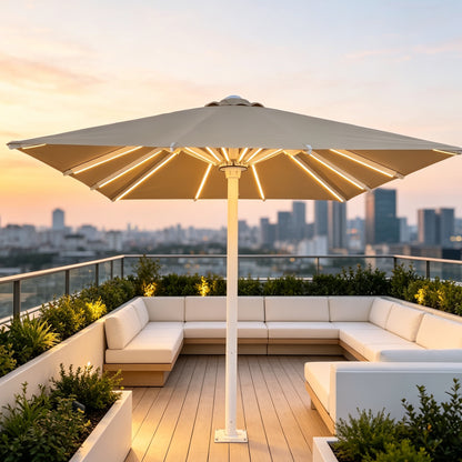 Starry Sky Umbrella In Khaki With LED Light