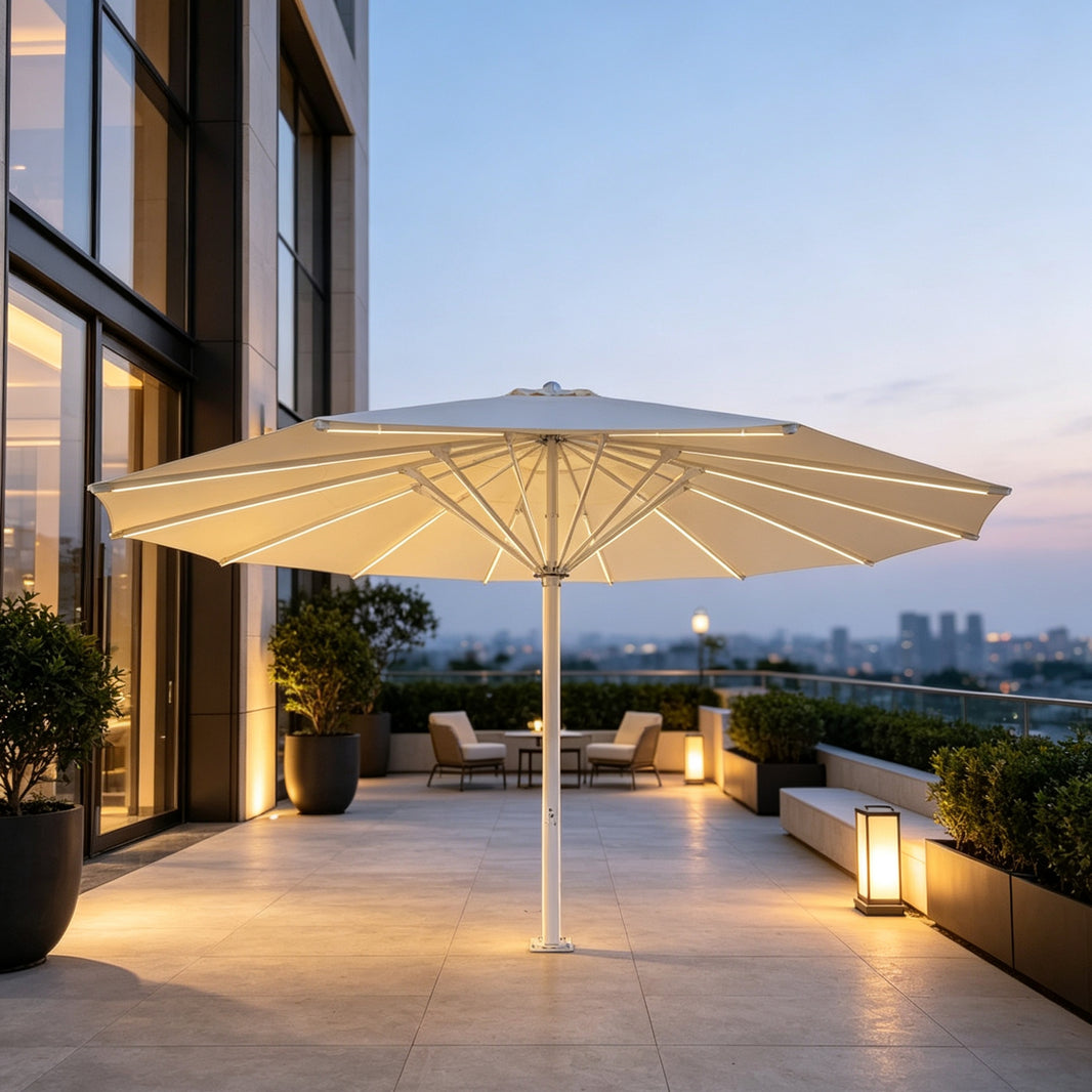 Pillar with lighted starry sky umbrella
