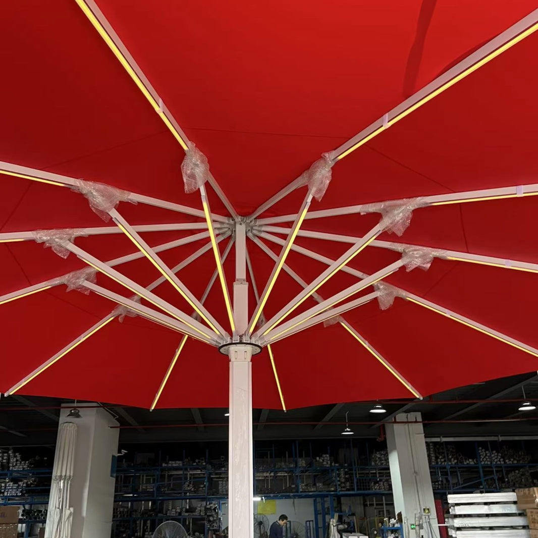 Red starry sky umbrella with LED light in ribs