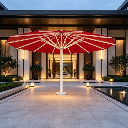 Red starry sky umbrella with LED light in ribs