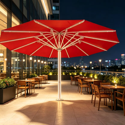 Red starry sky umbrella with LED light in ribs