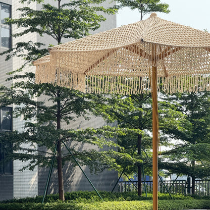 Stylish Rope-Woven Umbrella for Outdoor Space