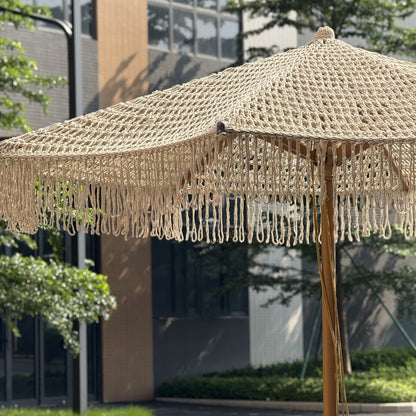 Stylish Rope-Woven Umbrella for Outdoor Space