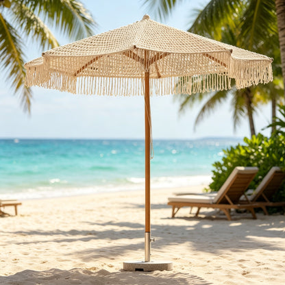 Stylish Rope-Woven Umbrella for Outdoor Space