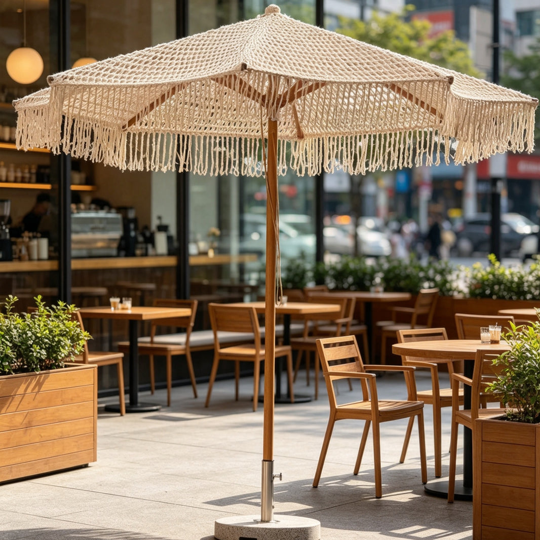 Stylish Rope-Woven Umbrella for Outdoor Space