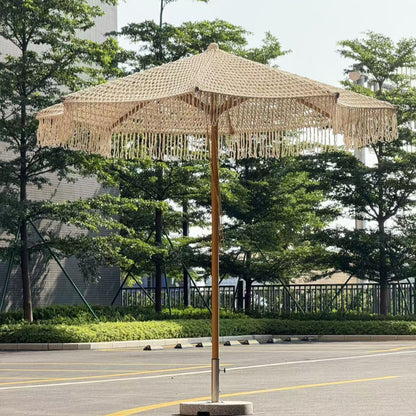 Stylish Rope-Woven Umbrella for Outdoor Space