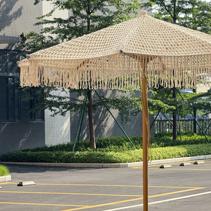 Stylish Rope-Woven Umbrella for Outdoor Space