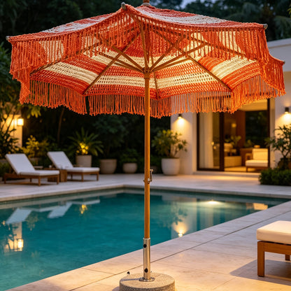 Premium Rope-Woven Umbrella for Patio Use