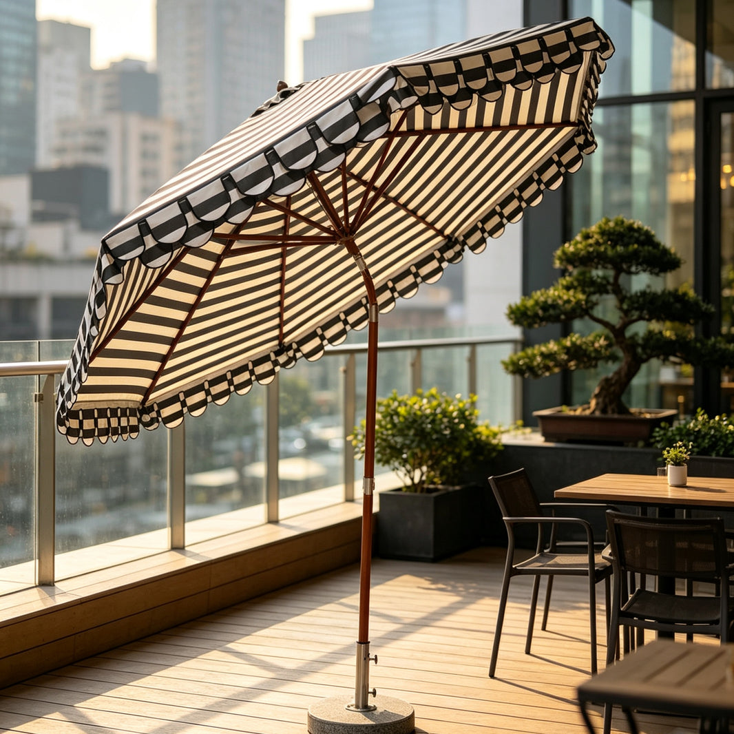 Luxury Ruffle Edge Tiltable Backyard Parasol
