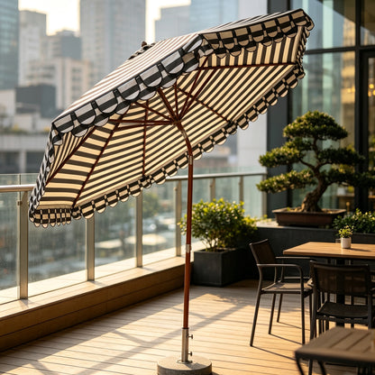 Luxury Ruffle Edge Tiltable Backyard Parasol
