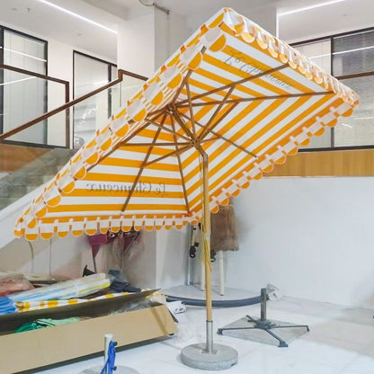 Adjustable Tilt Garden Parasol with Ruffled Trim