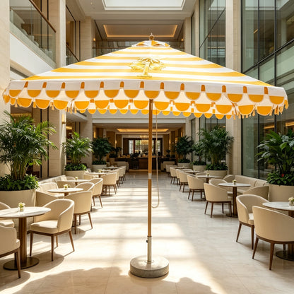 Adjustable Tilt Garden Parasol with Ruffled Trim