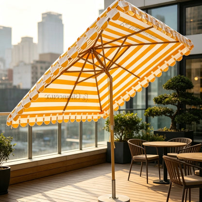 Adjustable Tilt Garden Parasol with Ruffled Trim