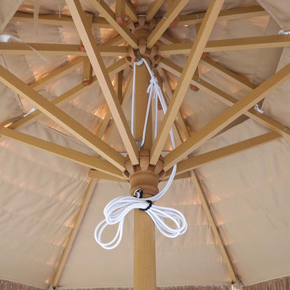 Double-pitched thatch central pillar umbrella
