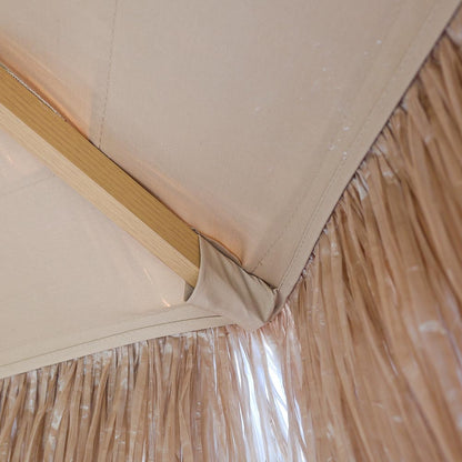 Double-pitched thatch central pillar umbrella