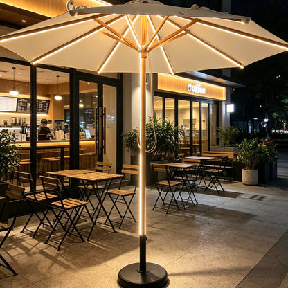 Outdoor Center Pillar Umbrella With LED Light