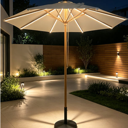 Outdoor Center Pillar Umbrella With LED Light