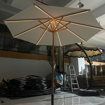 Outdoor Center Pillar Umbrella With LED Light