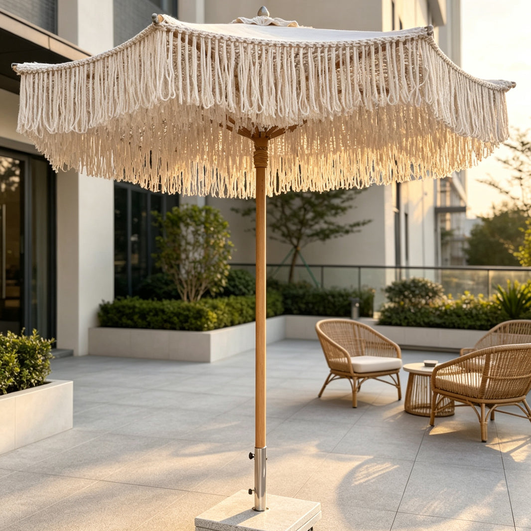 Woven Rope Middle Pole Outdoor Umbrella