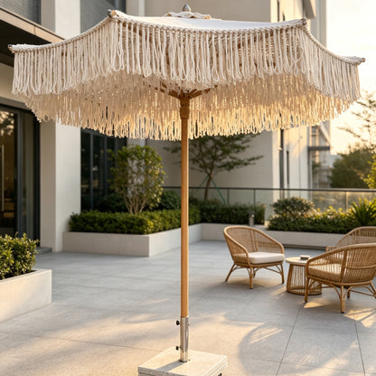 Woven Rope Middle Pole Outdoor Umbrella