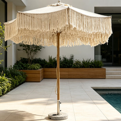 Woven Rope Middle Pole Outdoor Umbrella