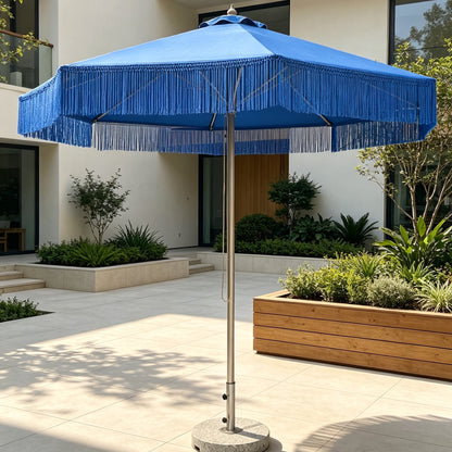 Decorative Tassel Edge Center Pole Garden Umbrella