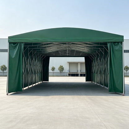 Foldable sliding awning
