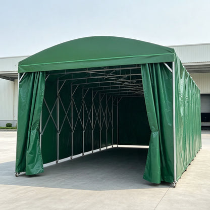 Foldable sliding awning