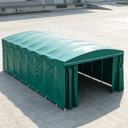 Foldable sliding awning
