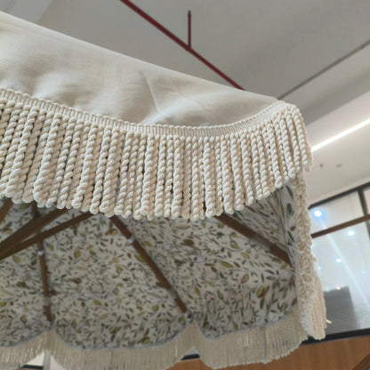 Hand Crank Elegant Fringe Tassel Center Pillar Umbrella