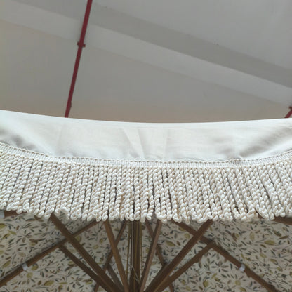 Hand Crank Elegant Fringe Tassel Center Pillar Umbrella