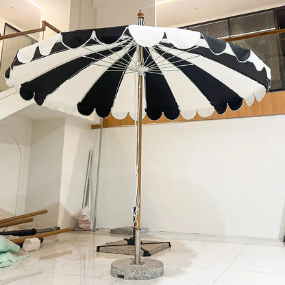 Black & White Pagoda Fiber Center Pole Pagoda Umbrella