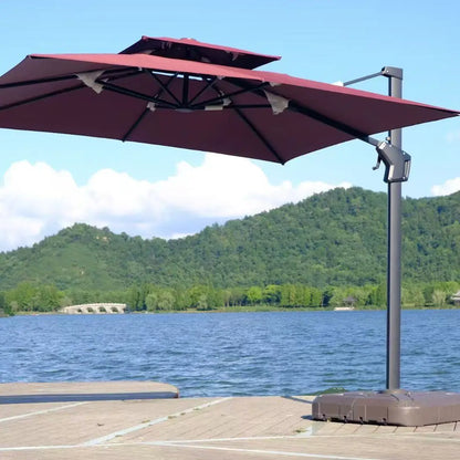 Double Layer Roman Cantilever Umbrella Outdoor Garden Side Mount Parasol