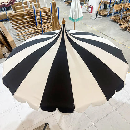 Black & White Pagoda Fiber Center Pole Pagoda Umbrella