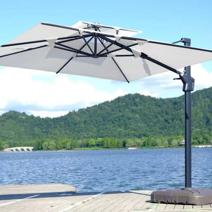 Double Layer Roman Cantilever Umbrella Outdoor Garden Side Mount Parasol