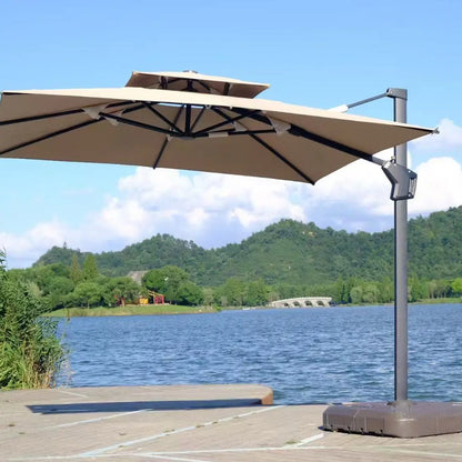 Double Layer Roman Cantilever Umbrella Outdoor Garden Side Mount Parasol