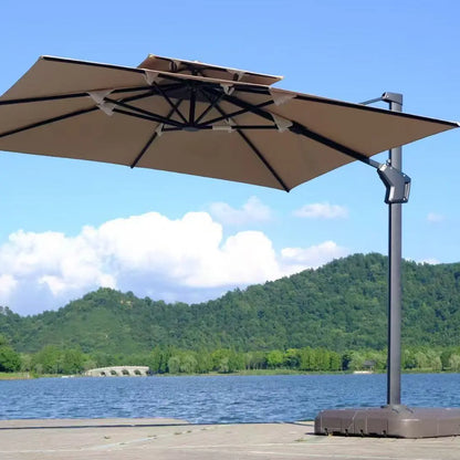 Double Layer Roman Cantilever Umbrella Outdoor Garden Side Mount Parasol