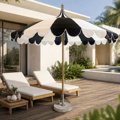 Black & White Pagoda Fiber Center Pole Pagoda Umbrella