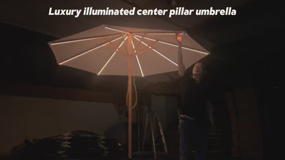 Outdoor Center Pillar Umbrella With LED Light