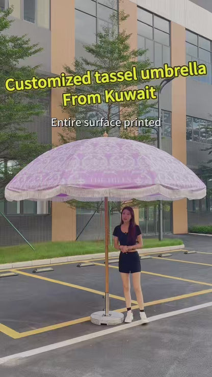 Semi-Circular Tassel Pillar Umbrella
