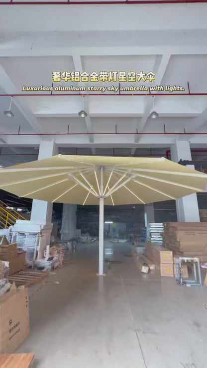 Pillar with lighted starry sky umbrella